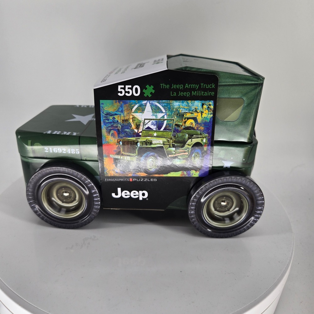 Eurographics Jeep Army Truck 550‎ Piece Jigsaw Puzzle in Collectible 3D Jeep Tin